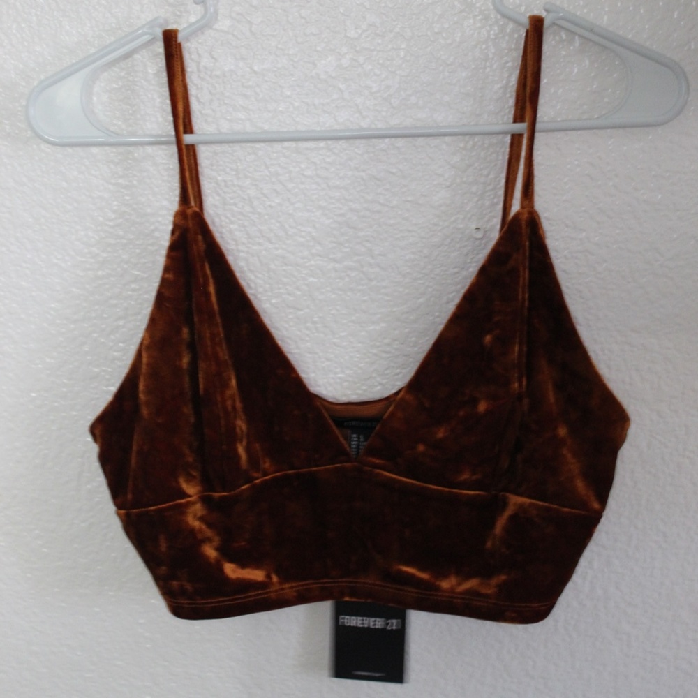 Velvet Rust Orange Crop Top Bra